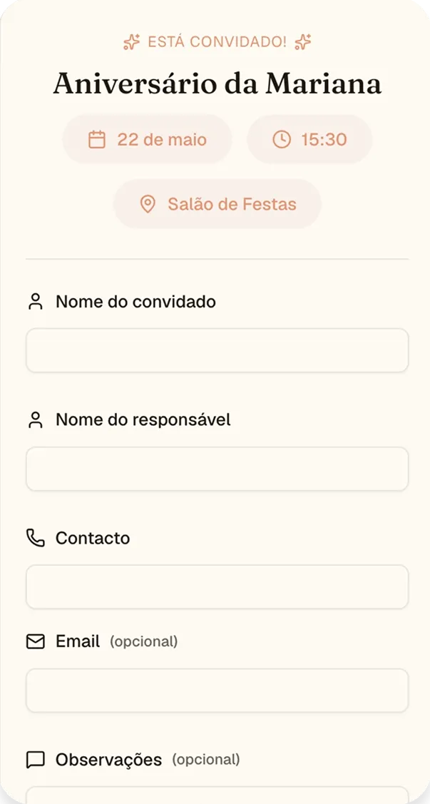 Convites digitais e RSVP